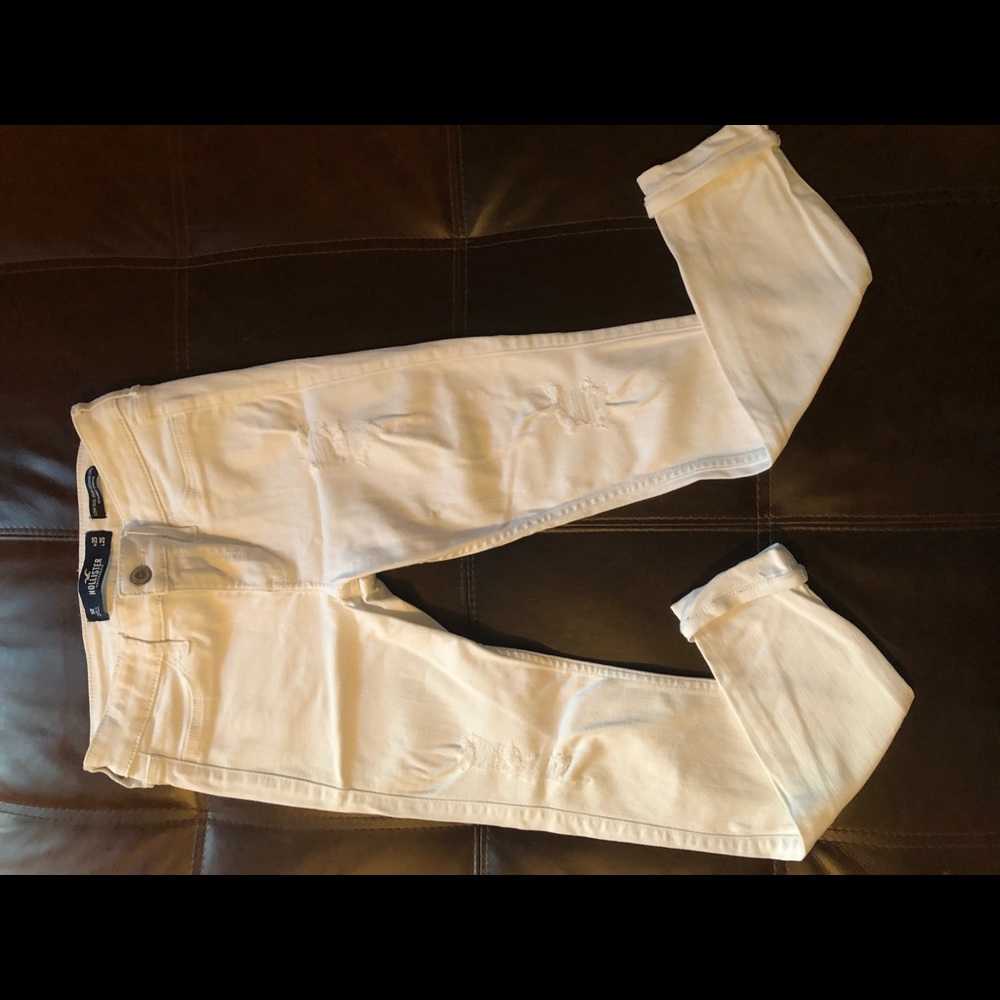 Hollister white low rise jean legging cropped